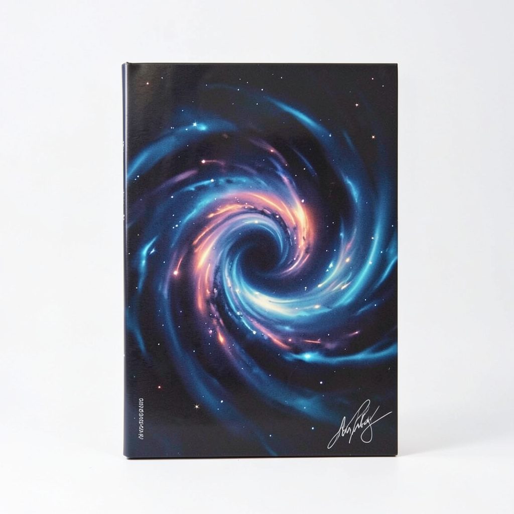 The signed trade paperback edition with the same dramatic vortex cover art, distinguished by a subtle autograph placement area in the lower corner.