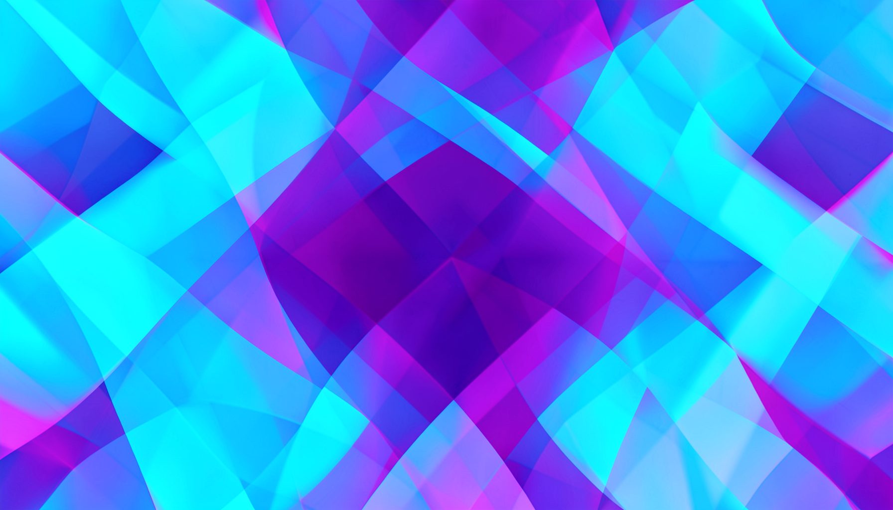 An abstract interference pattern in cyan and magenta, overlapping wave forms creating a hypnotic geometric design